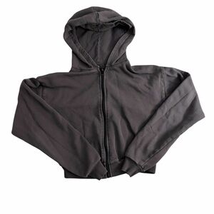 Skims Cropped Zip-Up Hoodie in Charcoal